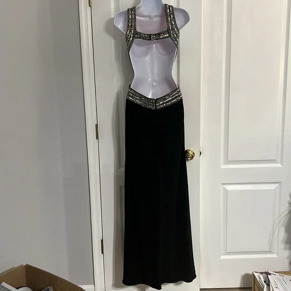 Adam Black Backless Halter Gown - Picture 8 of 9